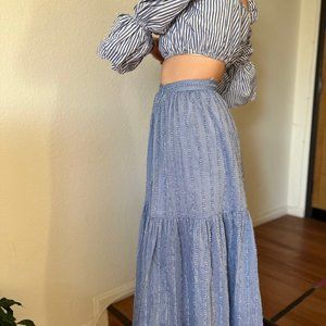 Staud Sample Maxi Skirt (S) Blue Flare NWT